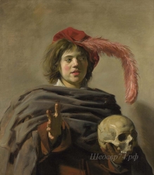 londongallery/frans hals - young man holding a skull (vanitas)